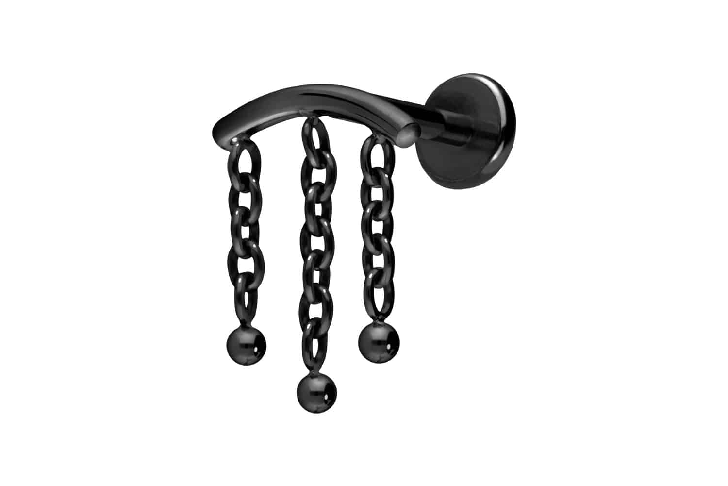 Titan Labret Piercing mit Push Fit BOGEN + 3 KETTEN